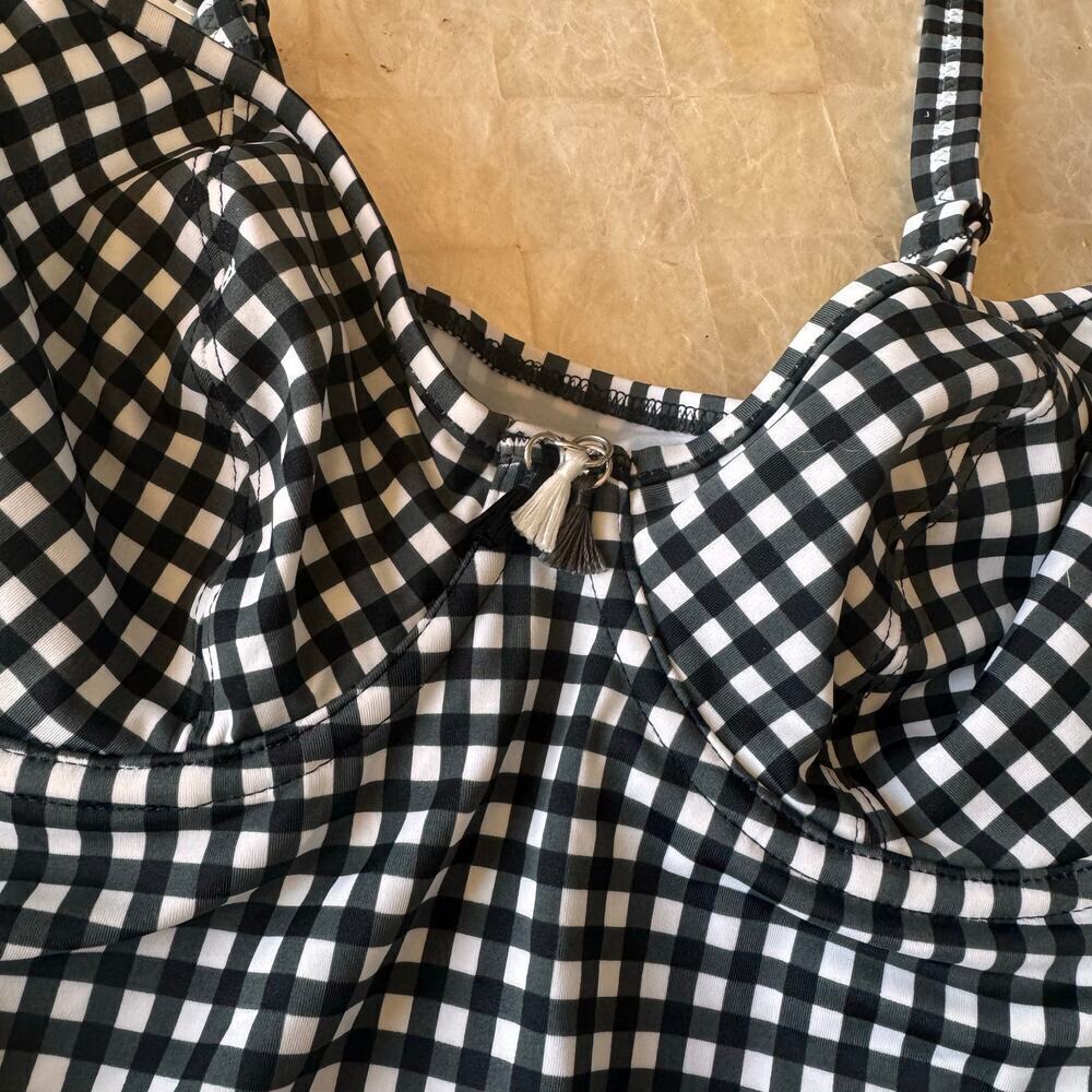 Freya MONOCHROME Check In Plunge Underwire Tankini Swim Top NEW US 30DDD Tank - Picture 4 of 8